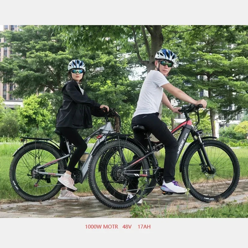 1000W Electric Bike – 48V 17Ah Battery, Full Suspension, Hydraulic Brakes, 21-Speed Gear, Rear Rack Included