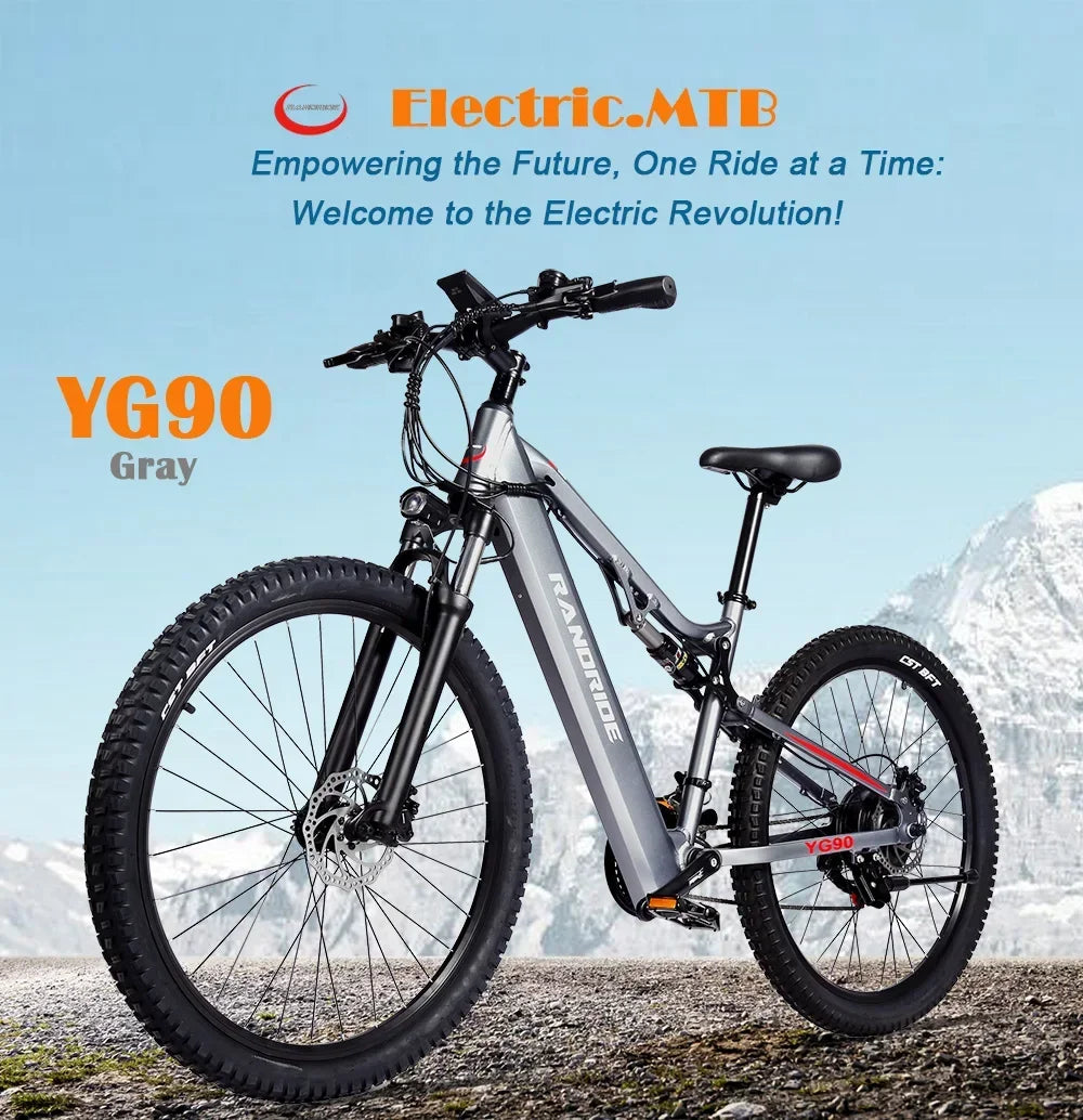 1000W Electric Bike – 48V 17Ah Battery, Full Suspension, Hydraulic Brakes, 21-Speed Gear, Rear Rack Included