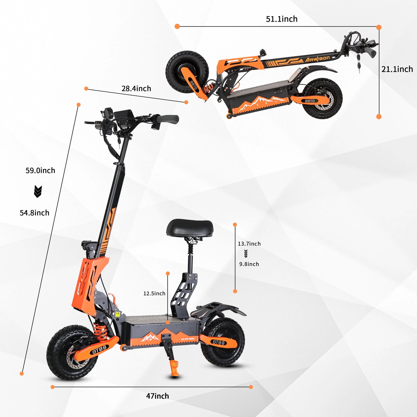 Dual Motor Electric Scooter – 60V 27Ah, 50 MPH Top Speed, 11-Inch Off-Road Tires