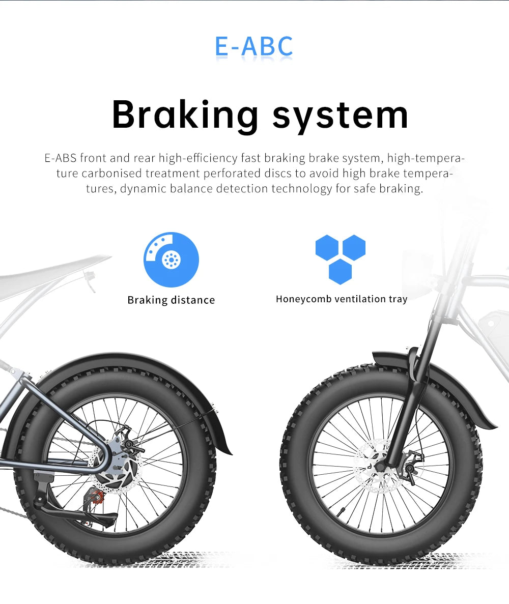 EKX T1 Electric Bike for Adults – 20" Fat Tire, 1000W Motor, 48V 20AH Battery, Mountain E-Bike, Off-Road Ready
