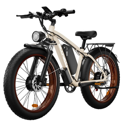 2000W Full Suspension Electric Bike – CE Certified, Dual Hidden Battery, 26'' Fat Tires, Snow & Beach E-Bike
