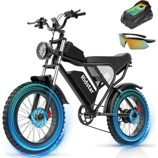 Off-Road Electric Bike for Adults – 2000W/1500W Motor, 52V 40AH or 48V 20AH Battery, 20" Fat Tire, Up to 180 Miles, 37MPH