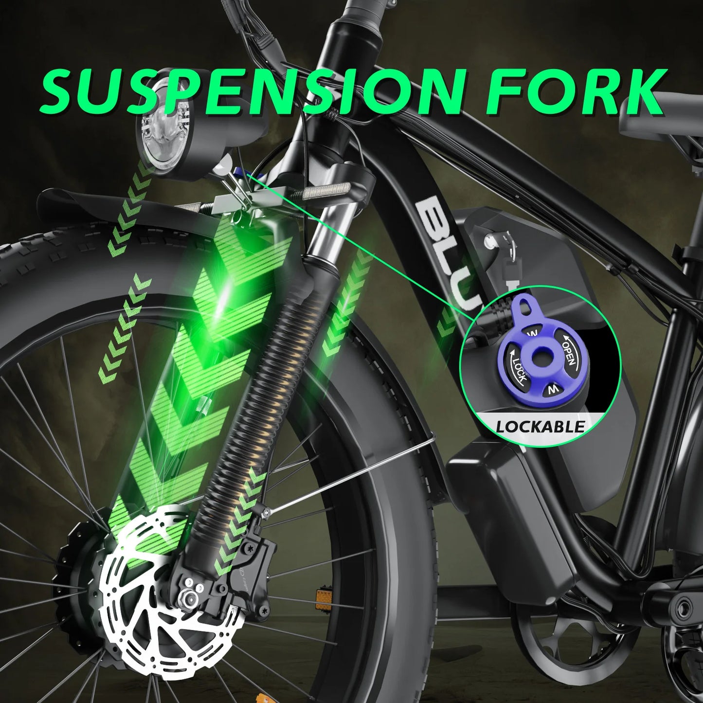 2000W Full Suspension Electric Bike – CE Certified, Dual Hidden Battery, 26'' Fat Tires, Snow & Beach E-Bike