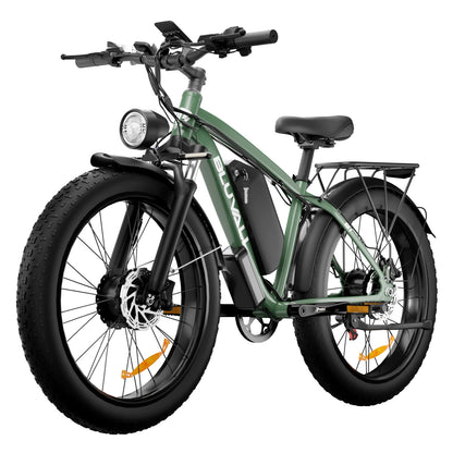 2000W Full Suspension Electric Bike – CE Certified, Dual Hidden Battery, 26'' Fat Tires, Snow & Beach E-Bike