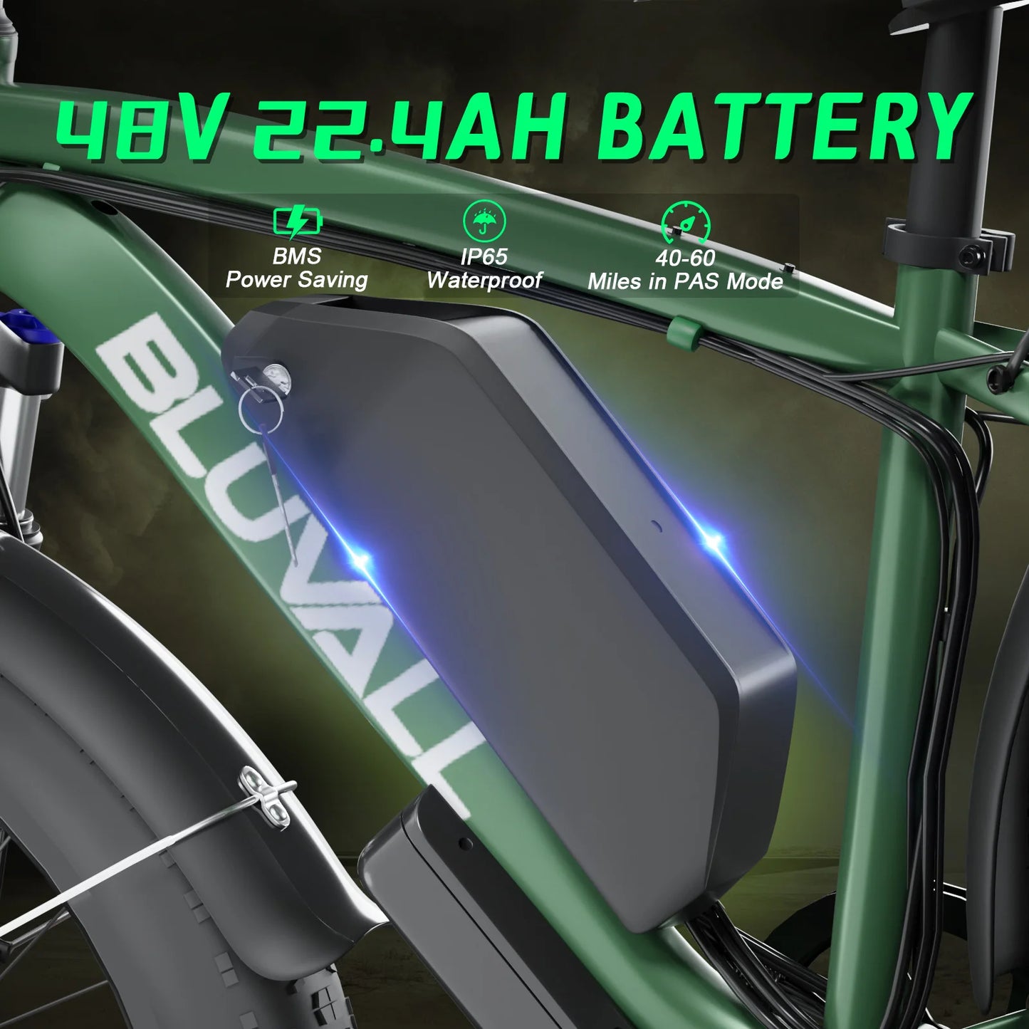 2000W Full Suspension Electric Bike – CE Certified, Dual Hidden Battery, 26'' Fat Tires, Snow & Beach E-Bike