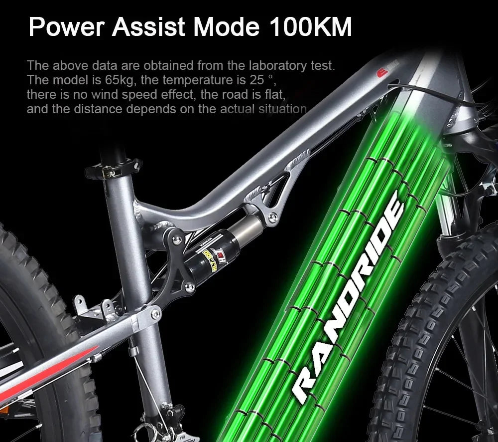 1000W Electric Bike – 48V 17Ah Battery, Full Suspension, Hydraulic Brakes, 21-Speed Gear, Rear Rack Included