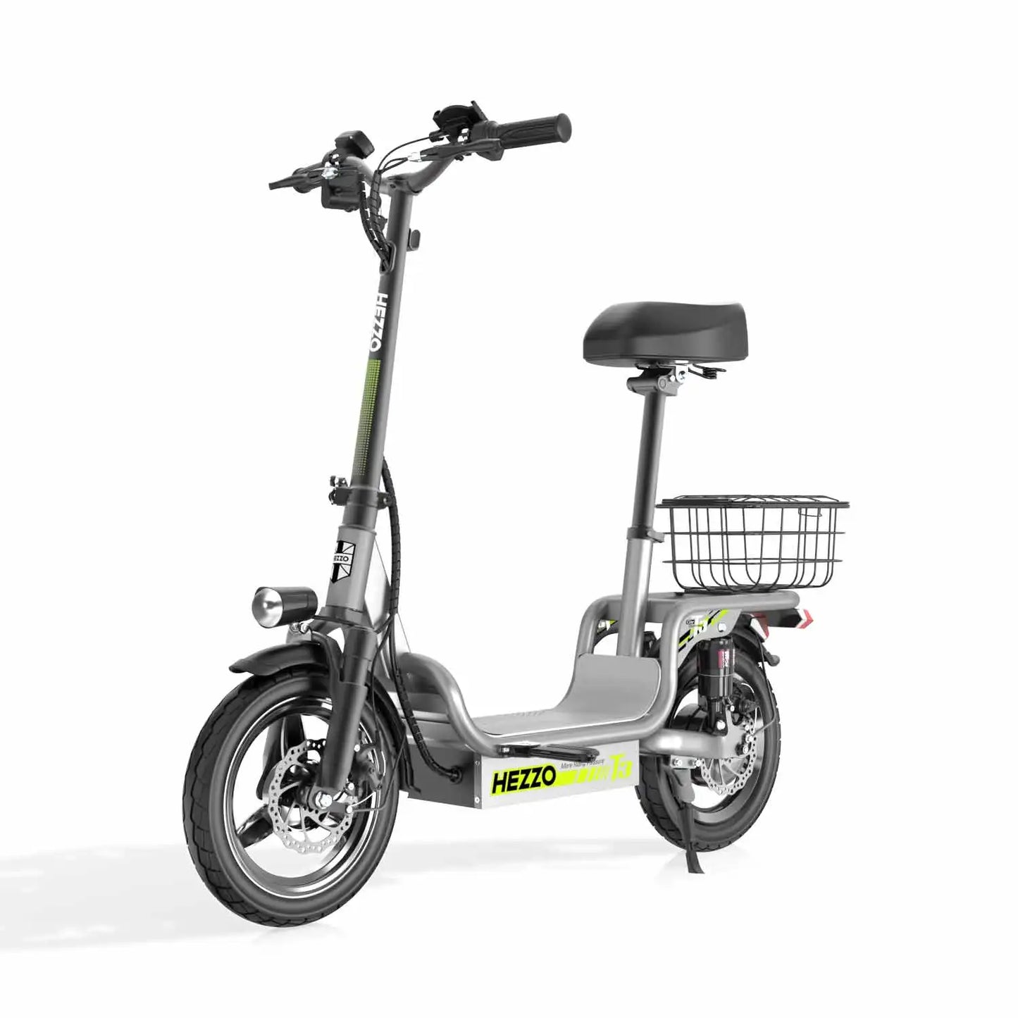 14" Electric Commuter Bike for Adults – 500W Motor, 48V Battery, Carbon Steel Frame, Shock Absorption, Basket Included