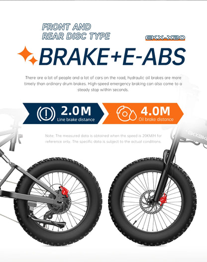 2000W Electric Bike for Adults – 48V 35Ah Battery, 20'' Fat Tires, Mountain Moped-Style E-Bike