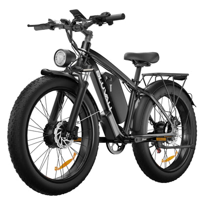 2000W Full Suspension Electric Bike – CE Certified, Dual Hidden Battery, 26'' Fat Tires, Snow & Beach E-Bike
